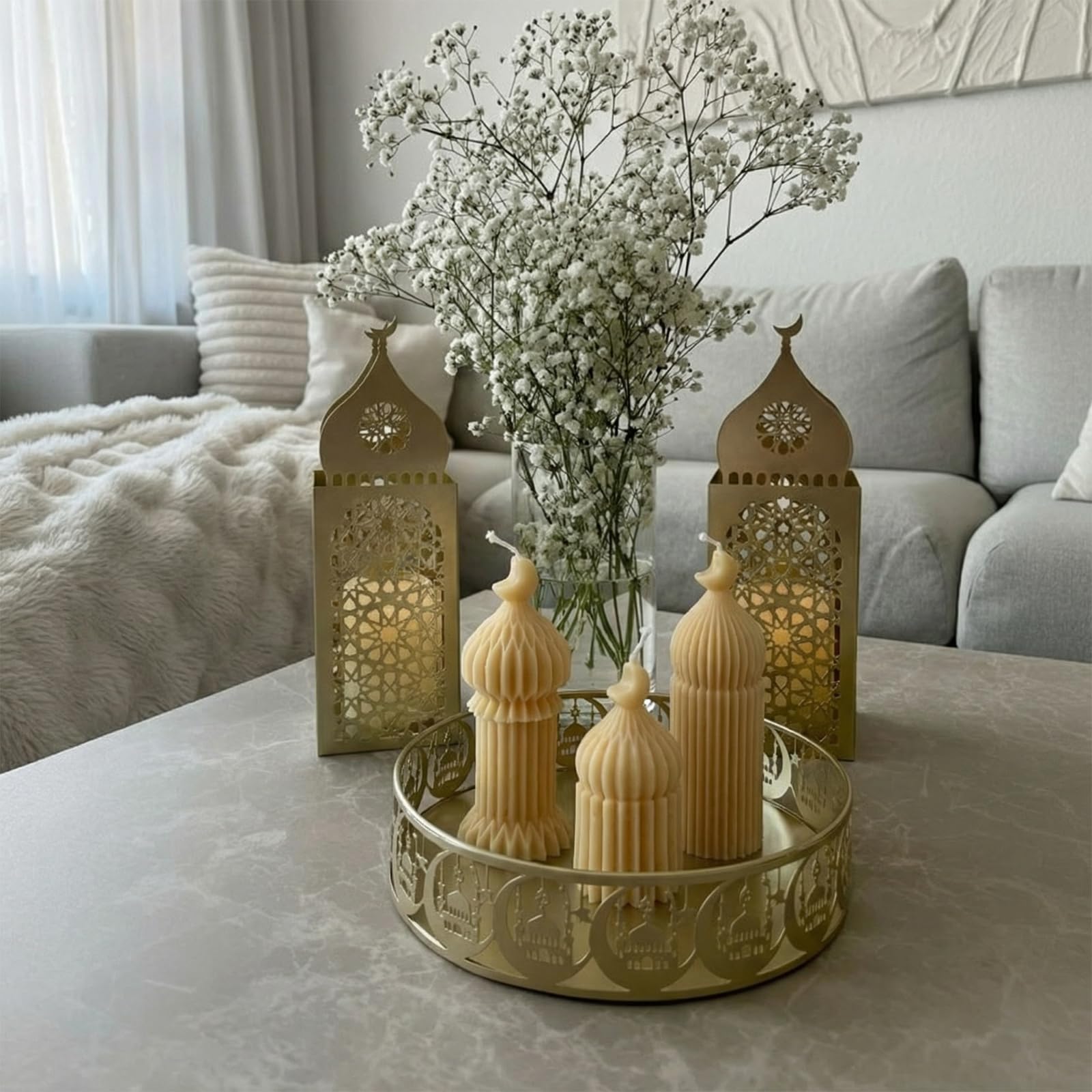 Medium Ramadan Mubarak candle 4.2 x 1.7 inches Lyrow