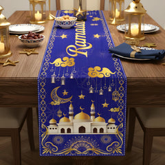 13x72 inch Ramadan Mubarak Table Runner on table