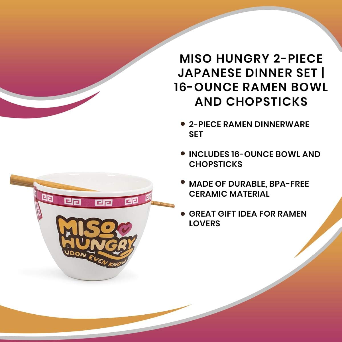 Ramen bowl and chopsticks in Miso Hungry set packaging