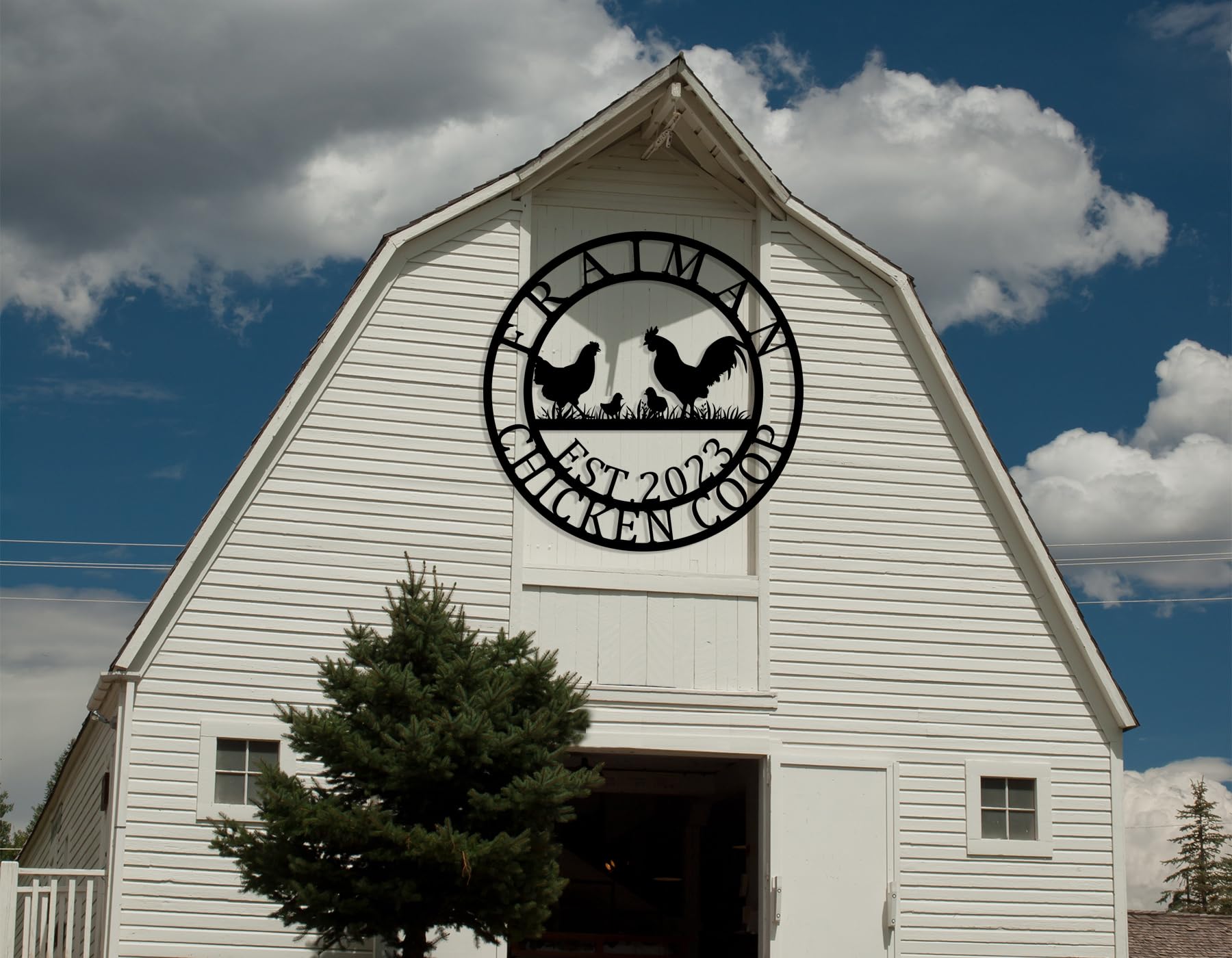 Ranch farm sign monogram decor with last name option