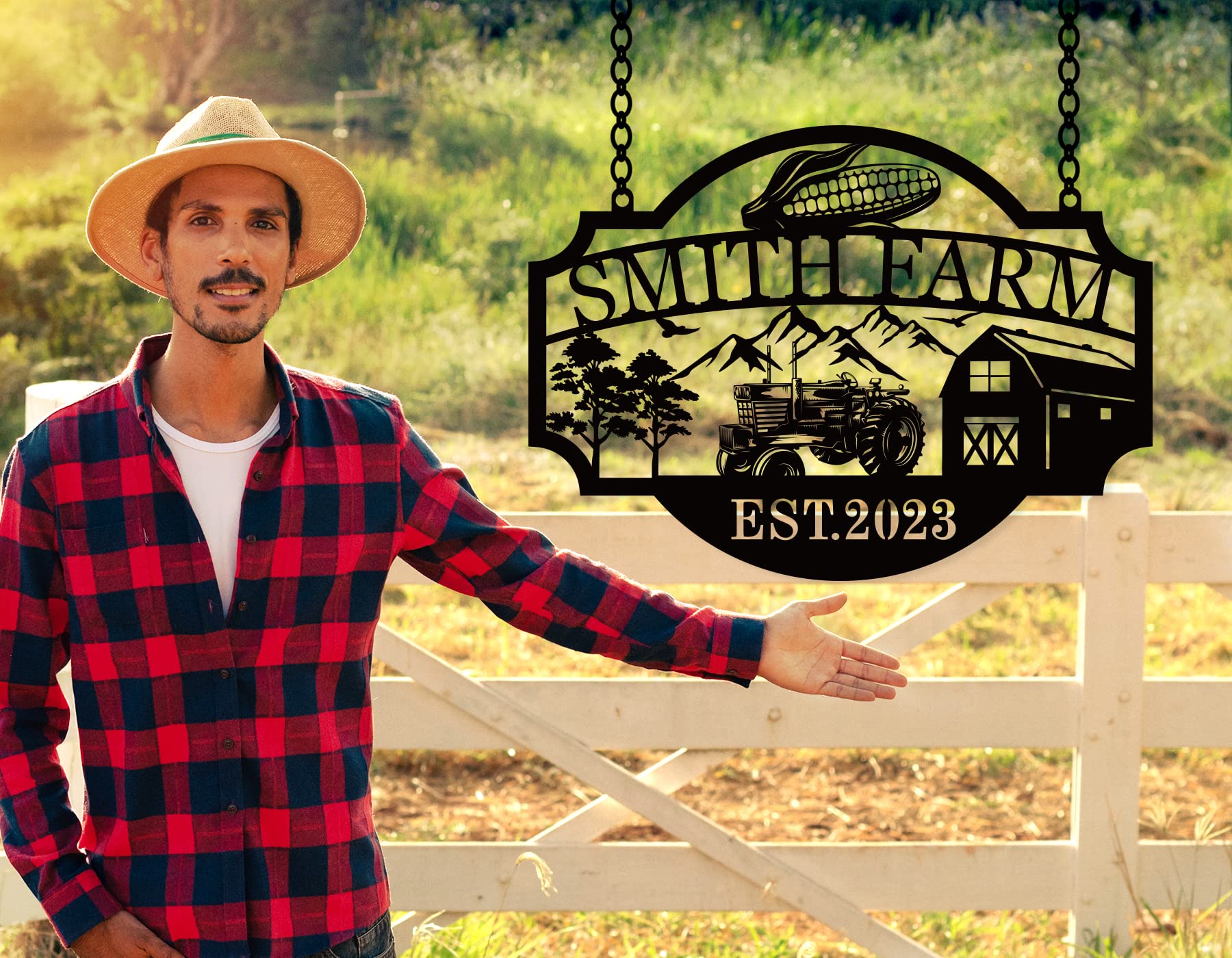 Ranch Sign showcasing last name and established date