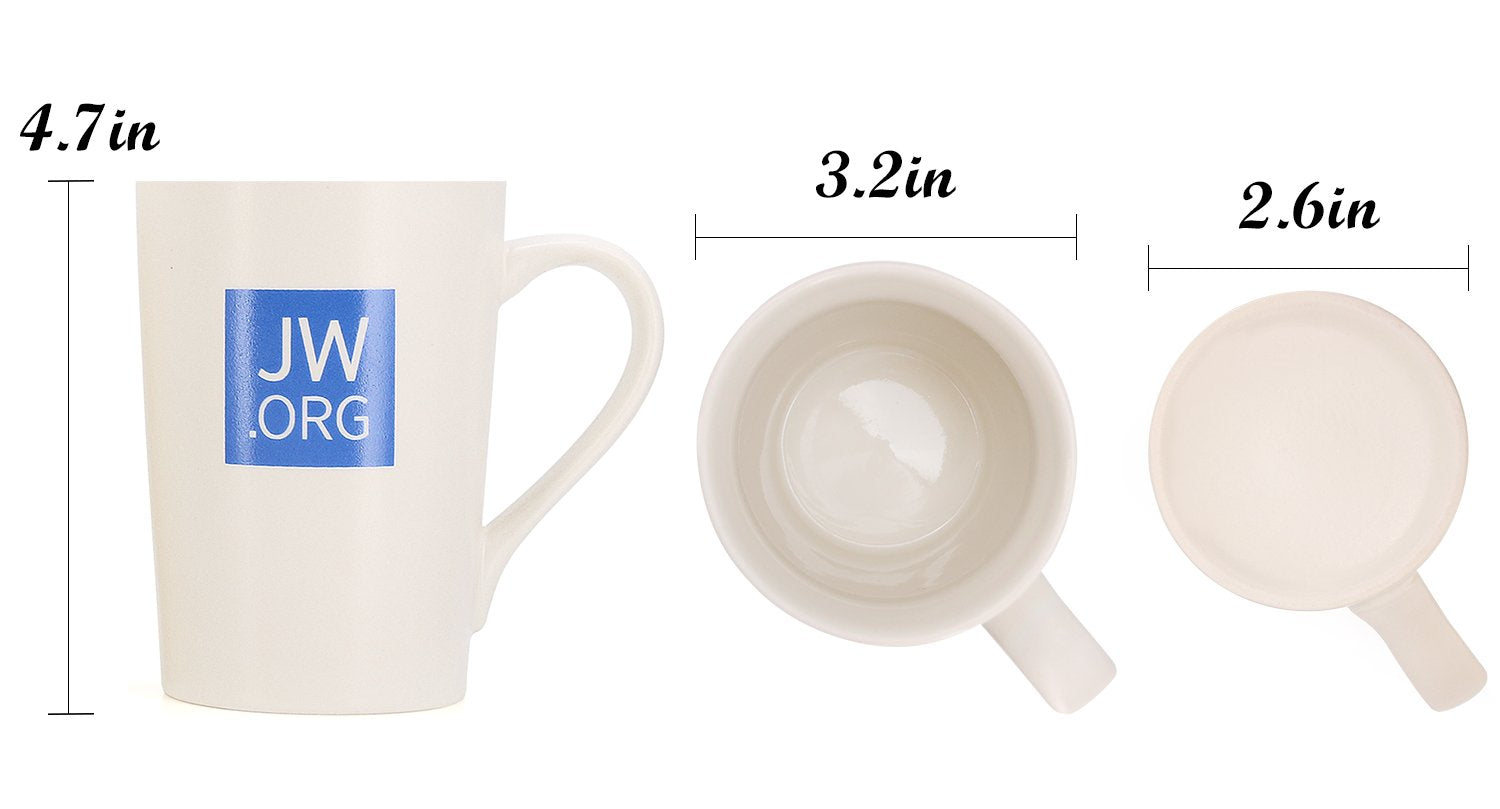 12 oz white ceramic mug for Jehovah’s Witnesses ministry