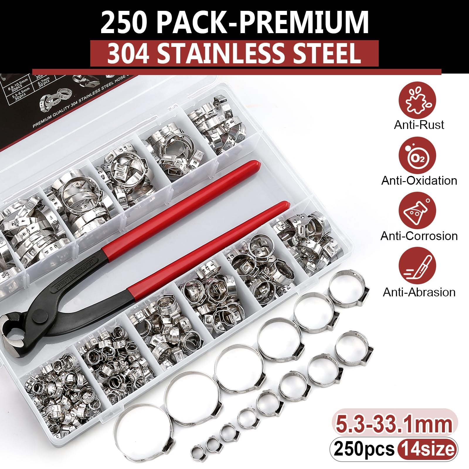 304 stainless steel ear hose clamps for automotive and marine