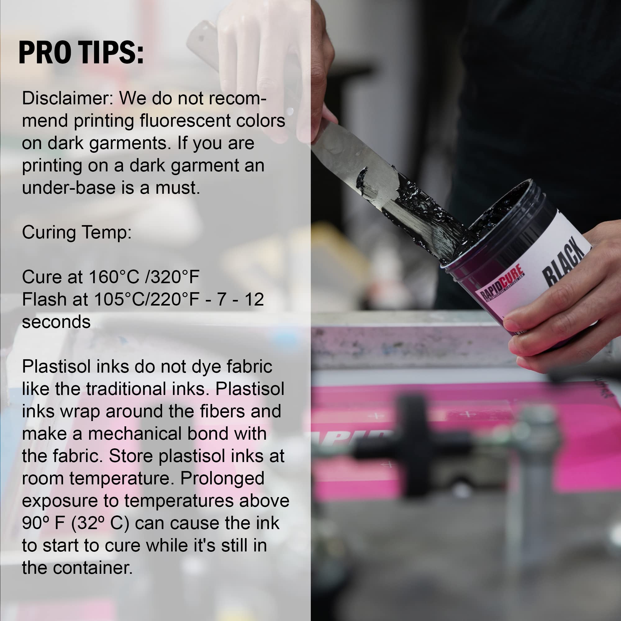 Silk screen ink Rapid Cure for textile use