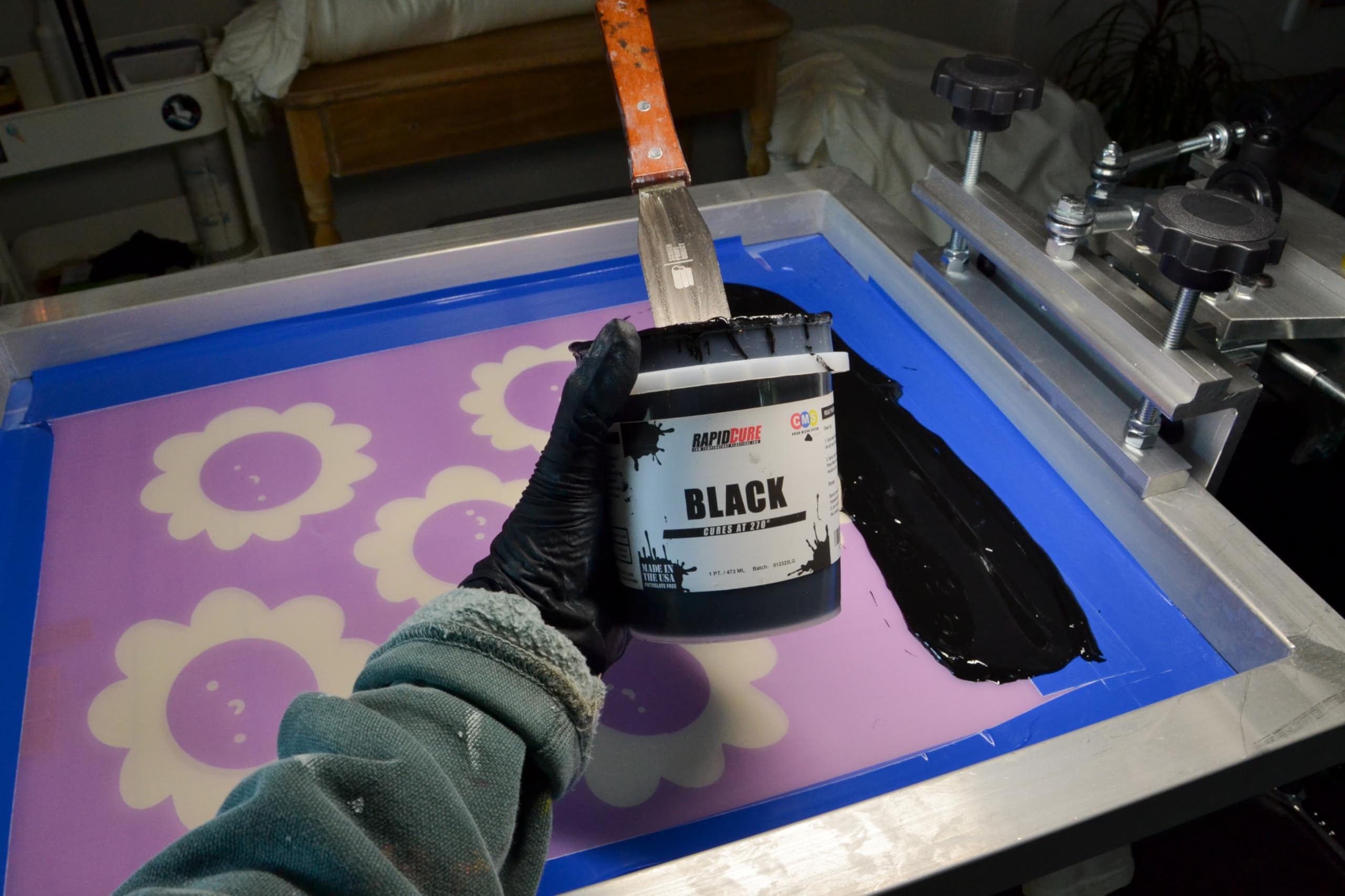 Rapid Cure Black ink for DIY screen printing on shirts