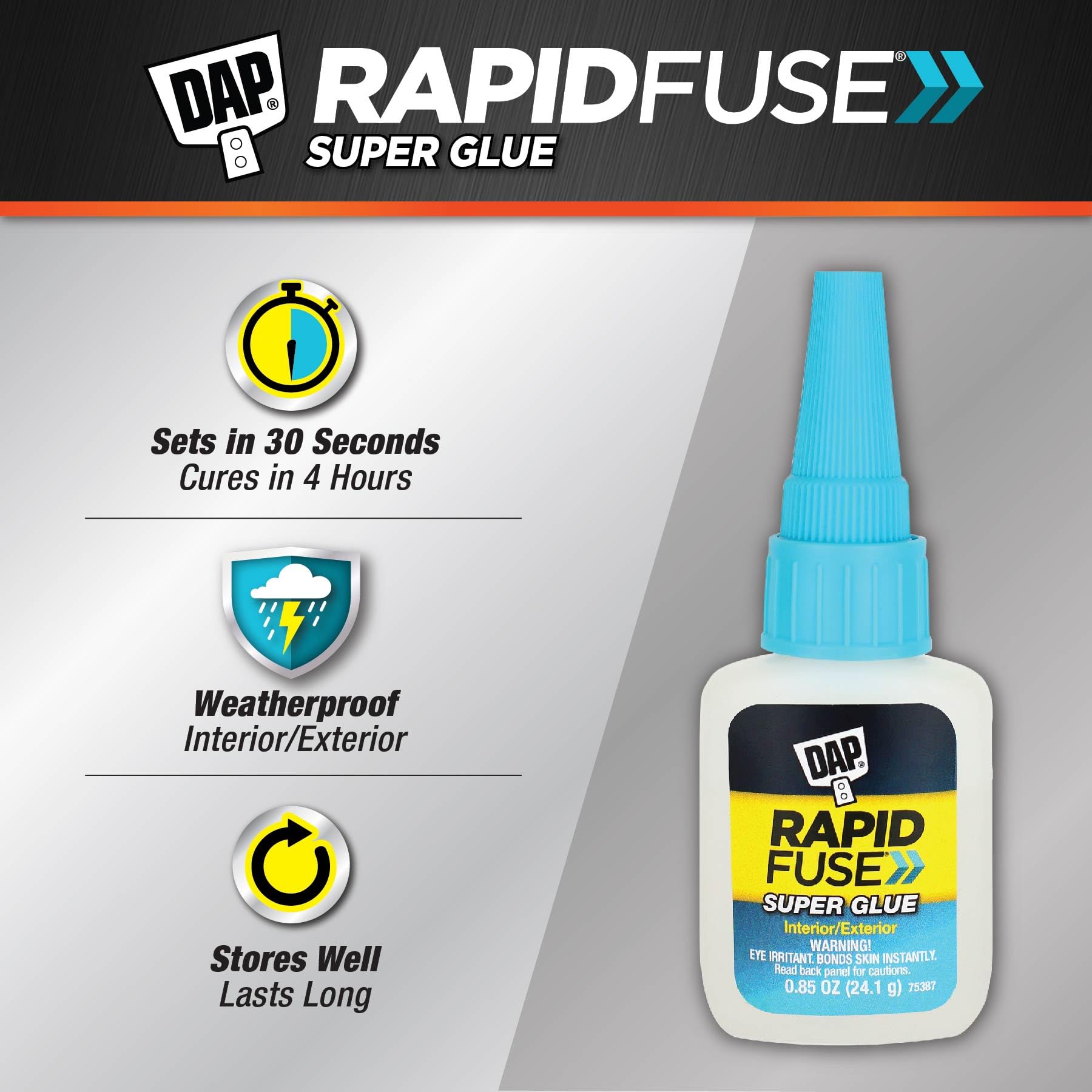 All purpose adhesive clear glue bottle .85 ounces