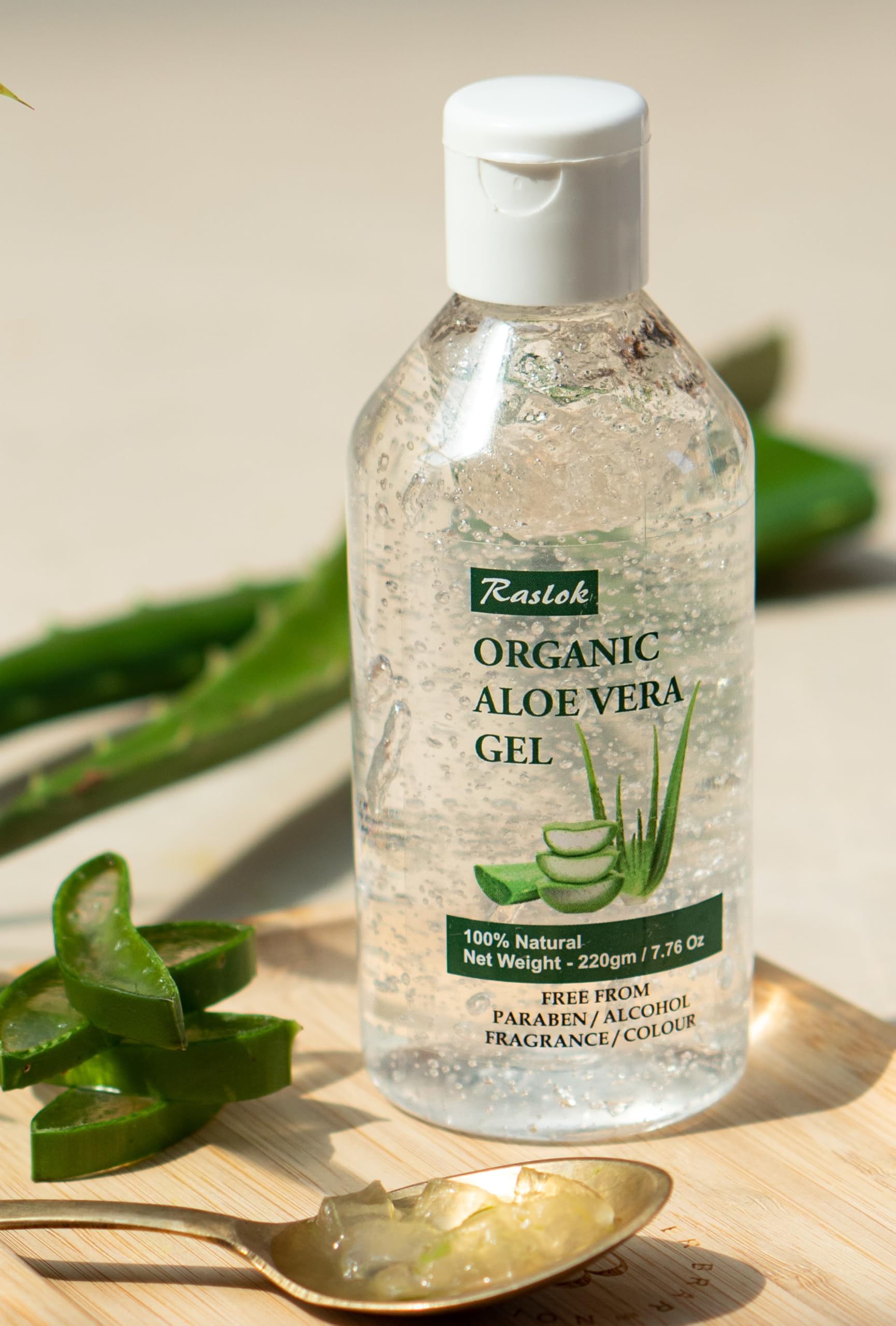 Raslok Aloe Vera Gel 7.7 oz size packaging