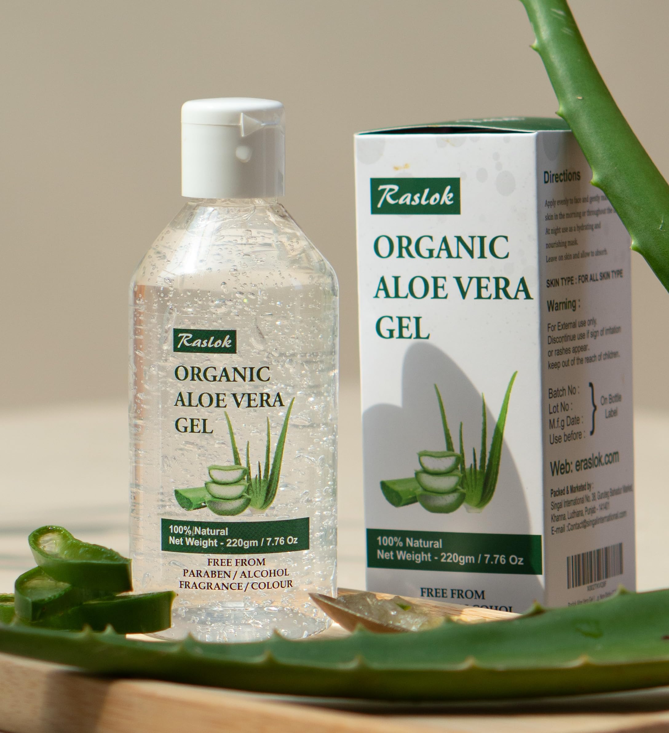 Raslok Aloe Vera Gel moisturizing gel for summer and winter