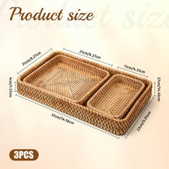 Medium rectangular wicker tray 21 x 21 cm
