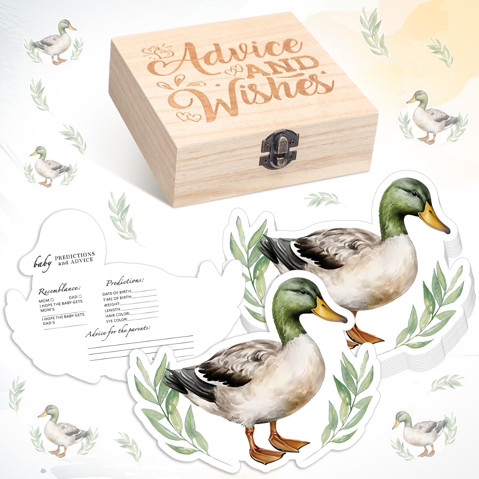 RattanView mallard duck baby shower cards