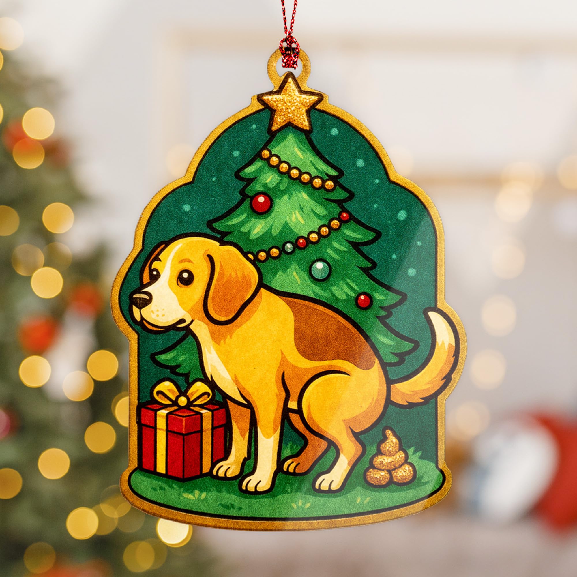 Raunchy gag gift Christmas ornament ready to gift packaging image