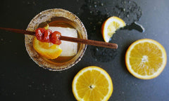 Using rokz Sweet Heat to rim a glass with citrus