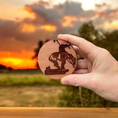 Raw cedar 1/4 inch ornament laser engraved