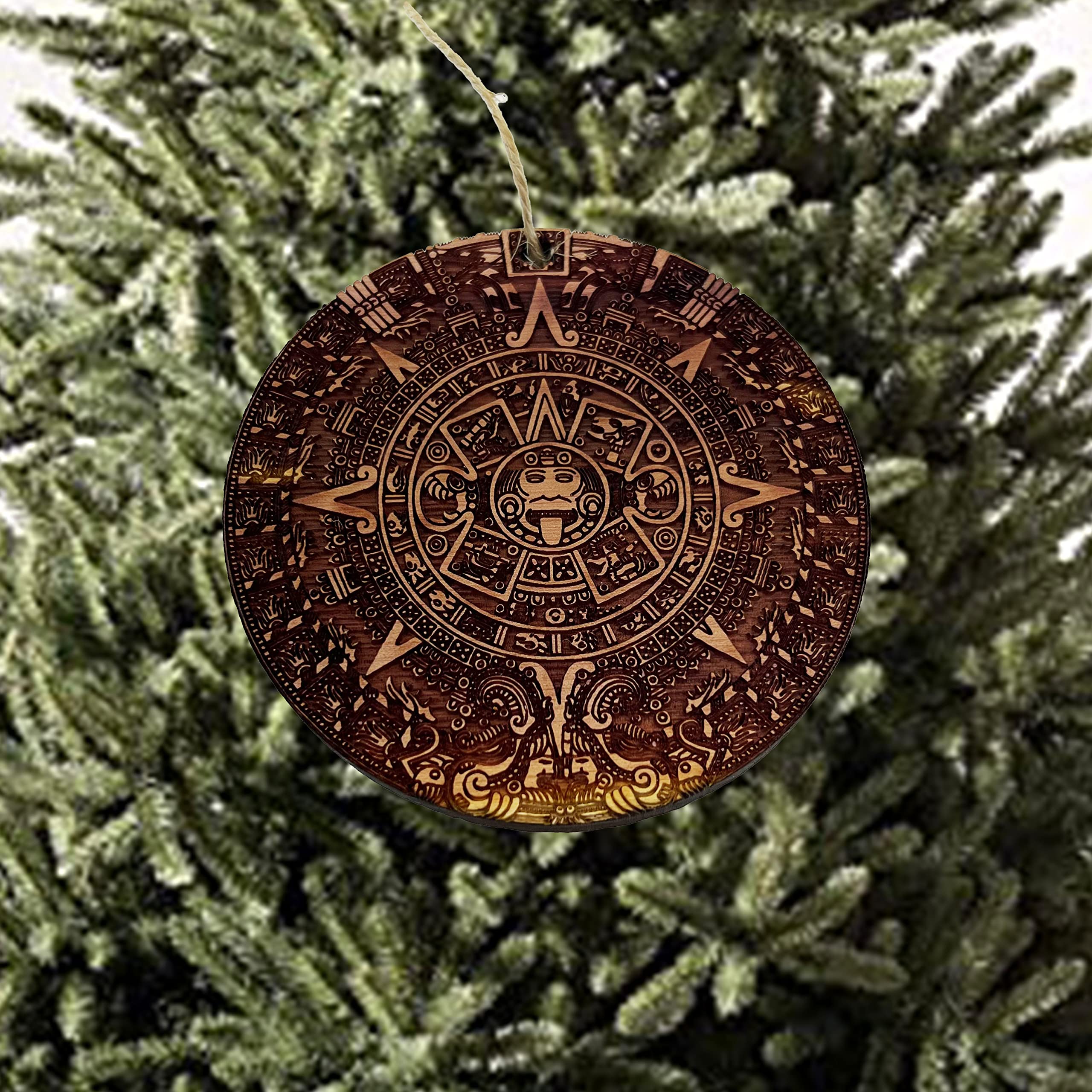 Cedar ornament Made in the USA laser engraved design
