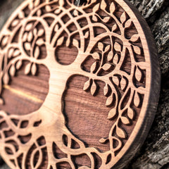 Raw cedar ornament with laser engraving detail 3x3in