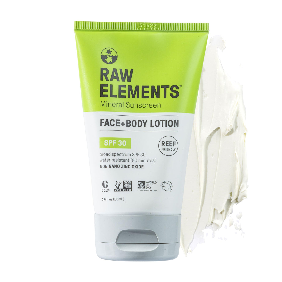 Raw Elements Face and Body Mineral Sunscreen SPF 30 tube