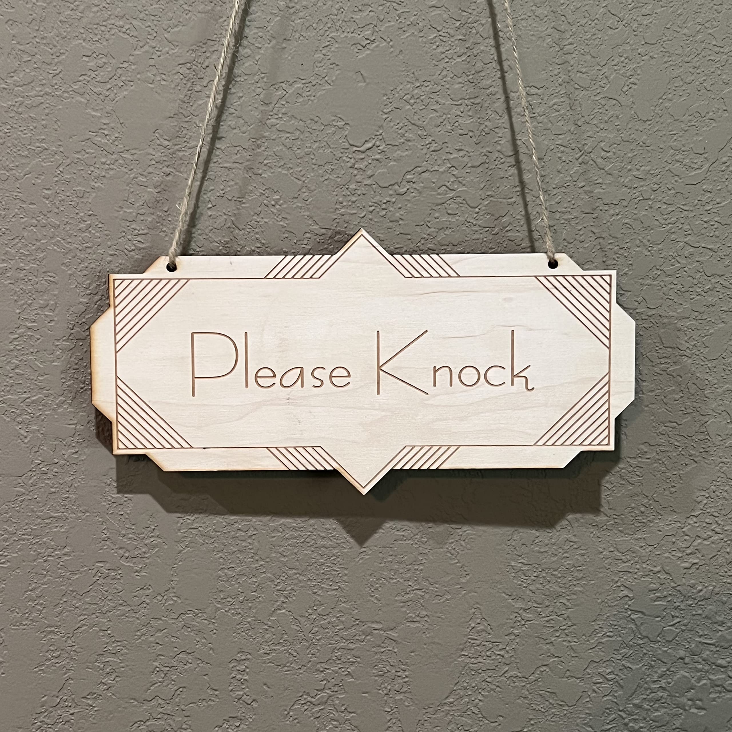 Please Knock wooden door sign mounted on wall 4x8