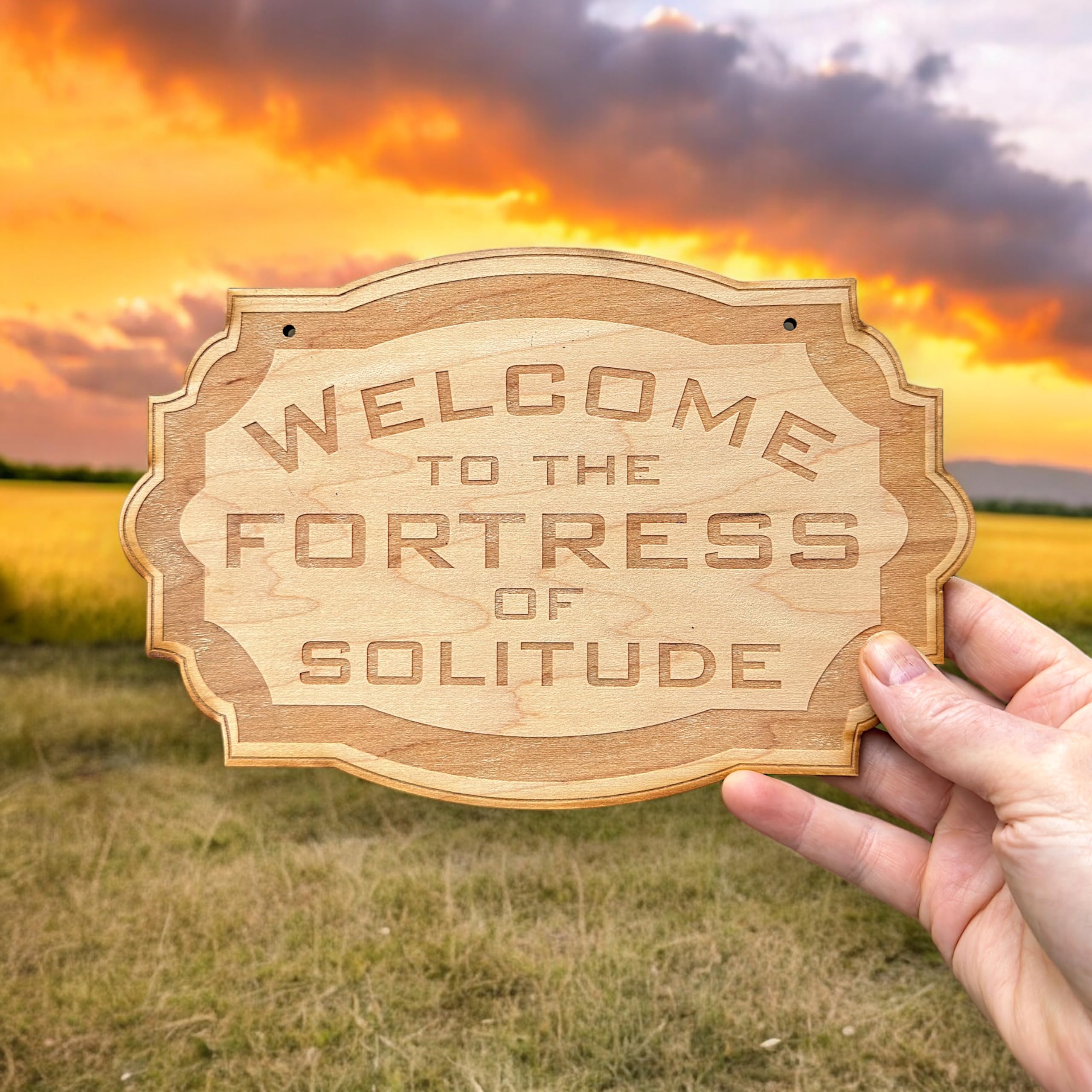 Raw Wood Door Sign 9X6 Inches with laser engraved lettering