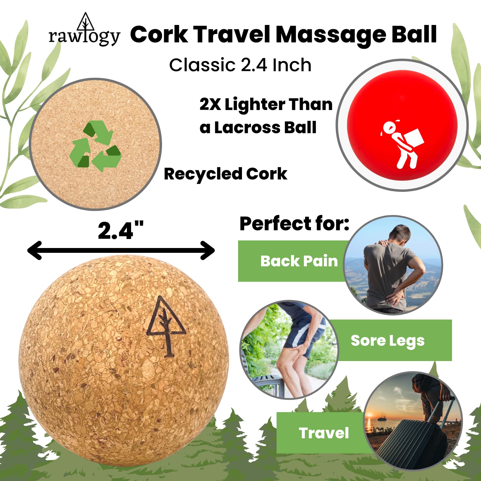 Rawlogy travel cork massage ball Sanded Cork material