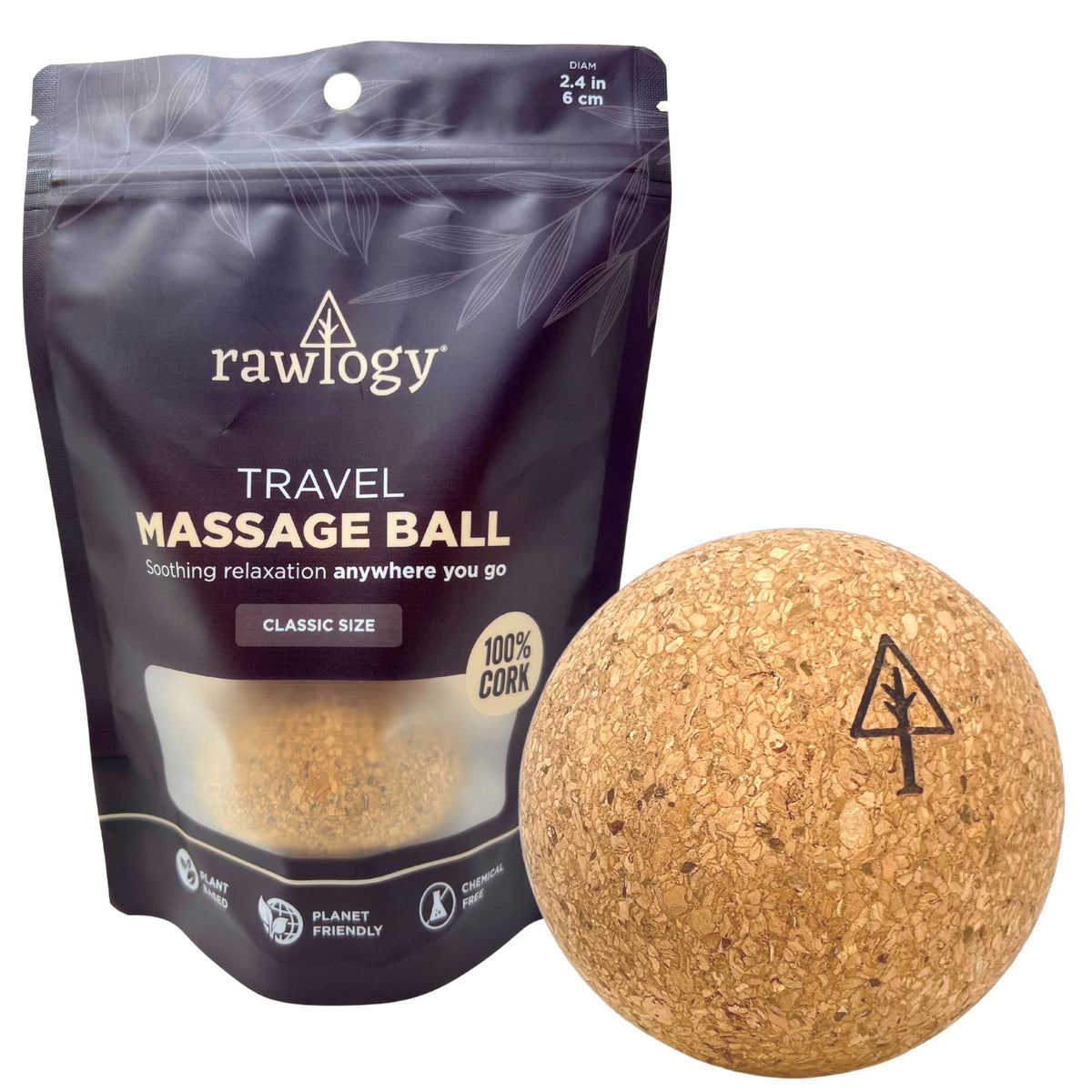 Rawlogy travel cork massage ball 2.5 inch compact size
