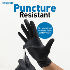 Raxwell Black Nitrile Gloves 6.5 mil thickness packaging