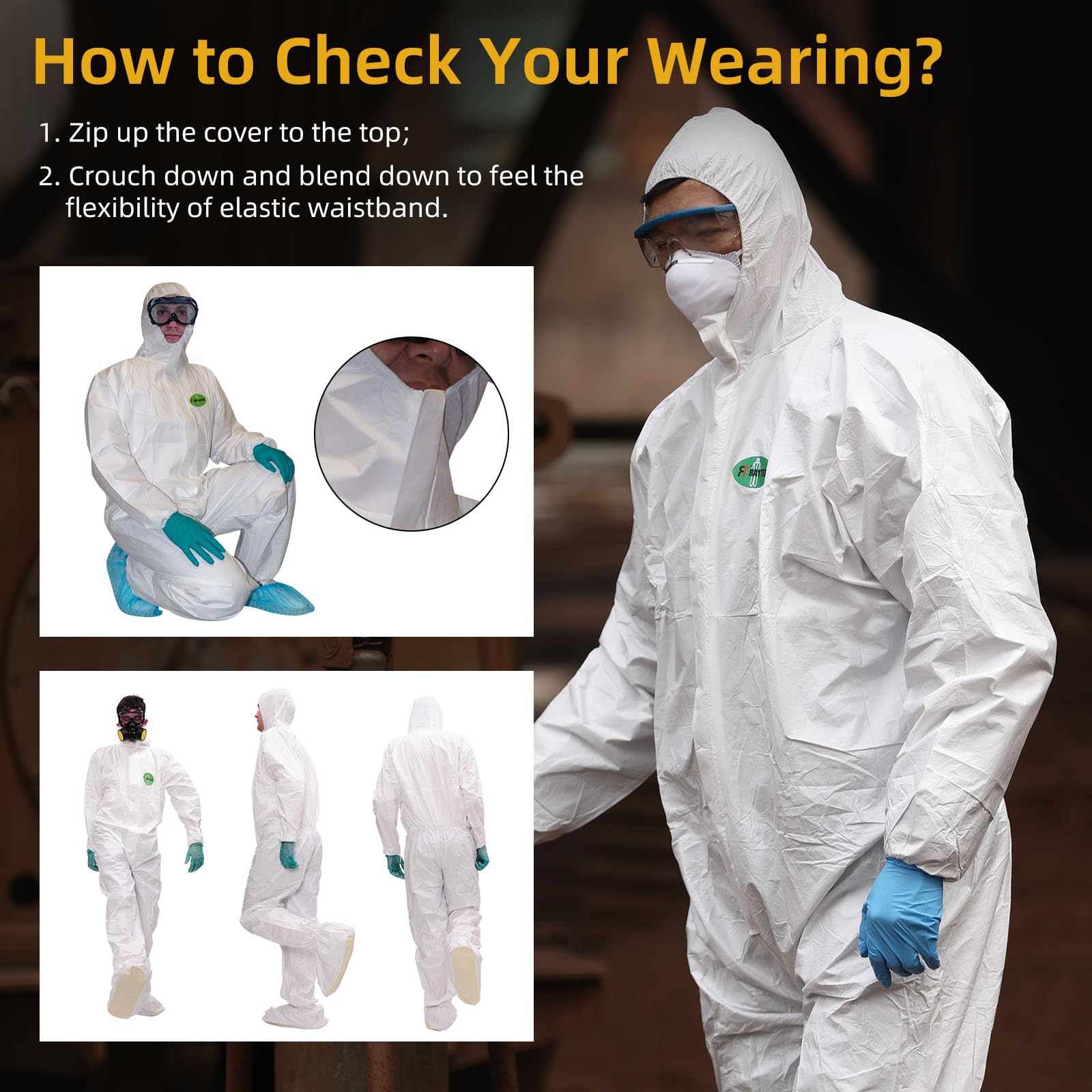 White XX-Large RAYGARD disposable coverall with hood front view