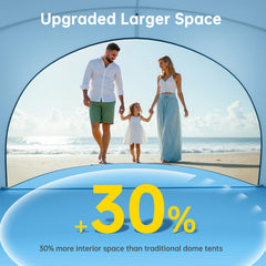 Raynesys blue beach tent with two doors and mesh windows