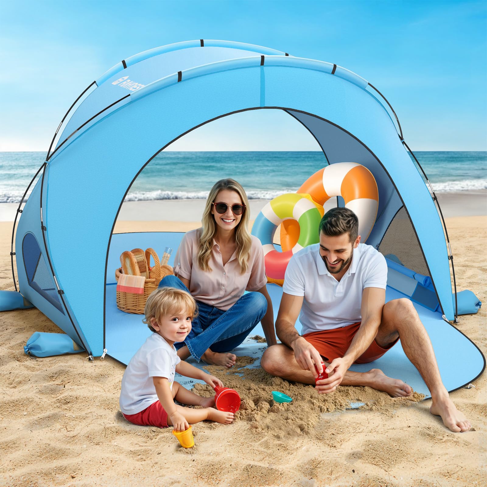 Raynesys blue tent for sand camping and fishing
