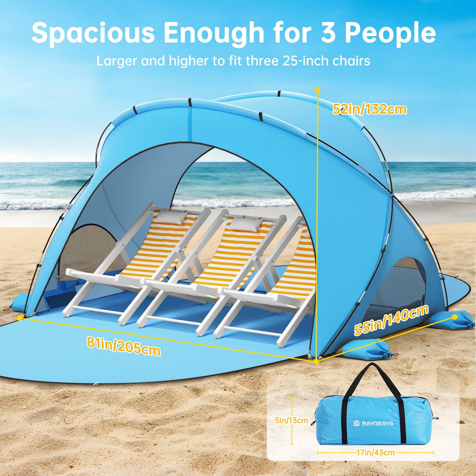 Raynesys easy setup and takedown beach shade shelter