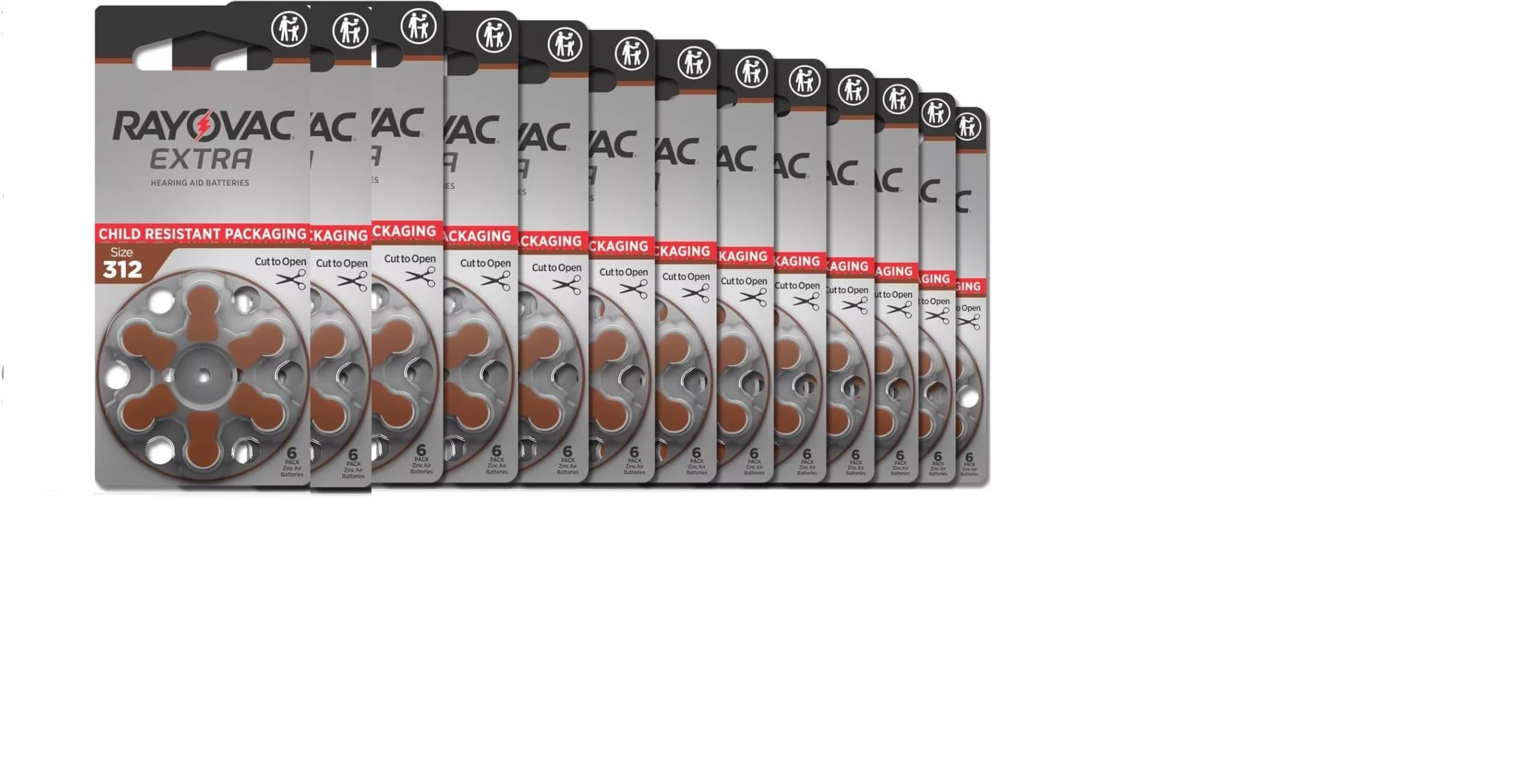 Mercury Free Rayovac Size 312 hearing aid batteries