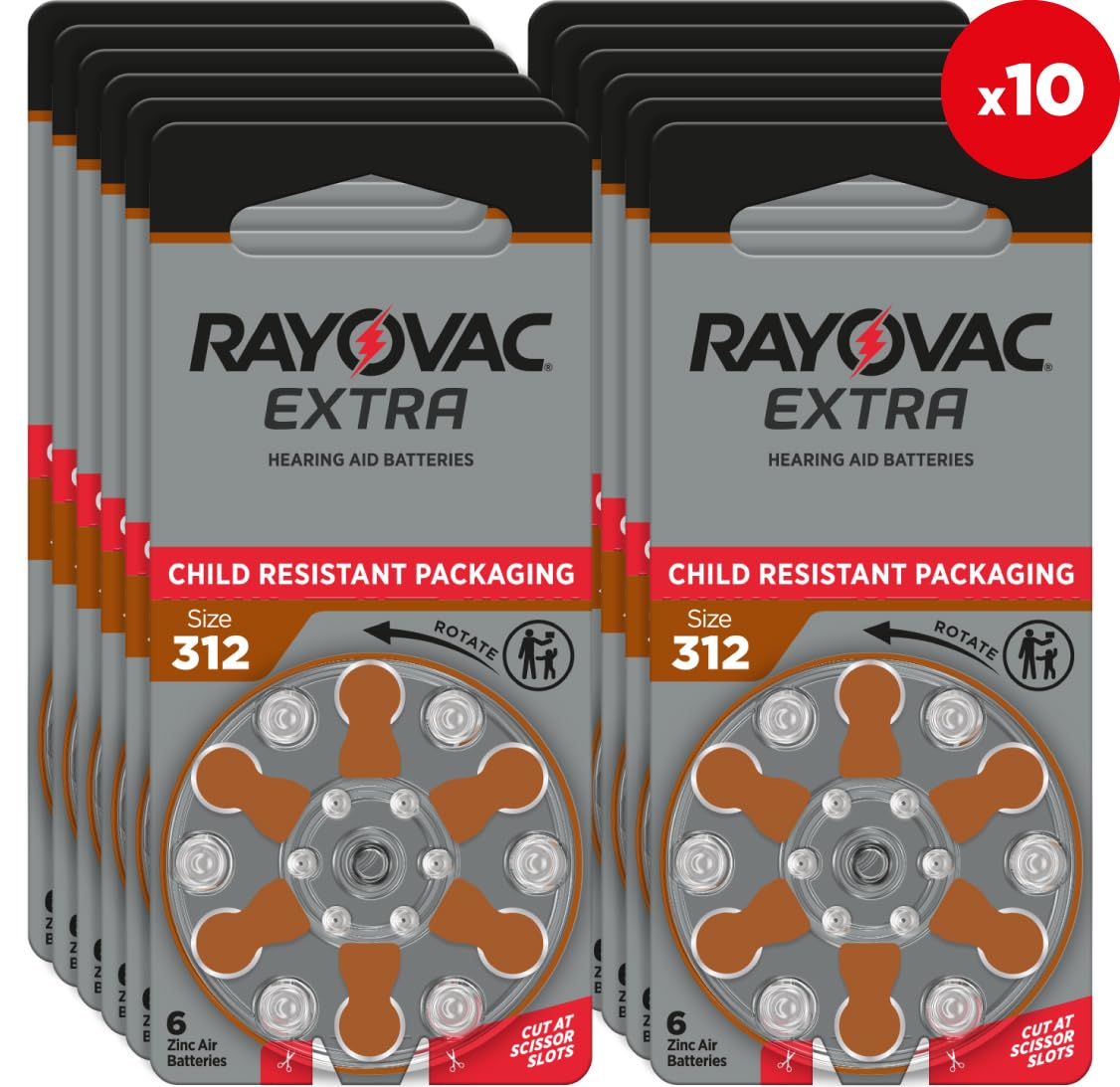 60 count Rayovac extra size 312 hearing aid batteries