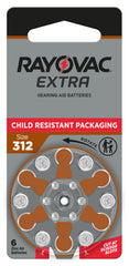 Rayovac extra size 312 hearing aid batteries in original packaging