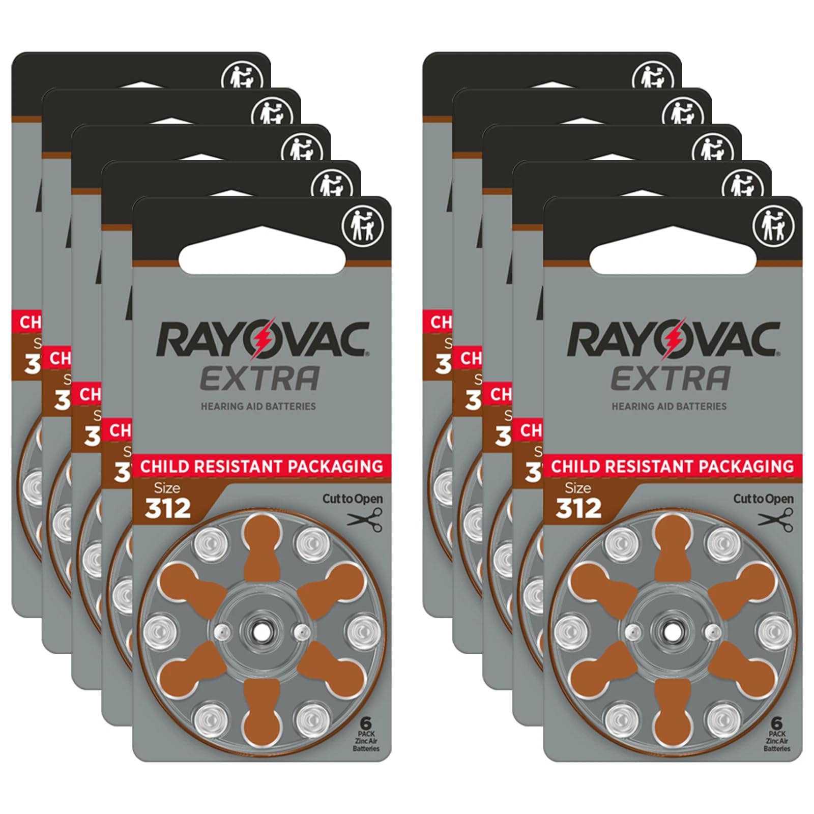 Rayovac hearing aid battery 312 size 60 pack