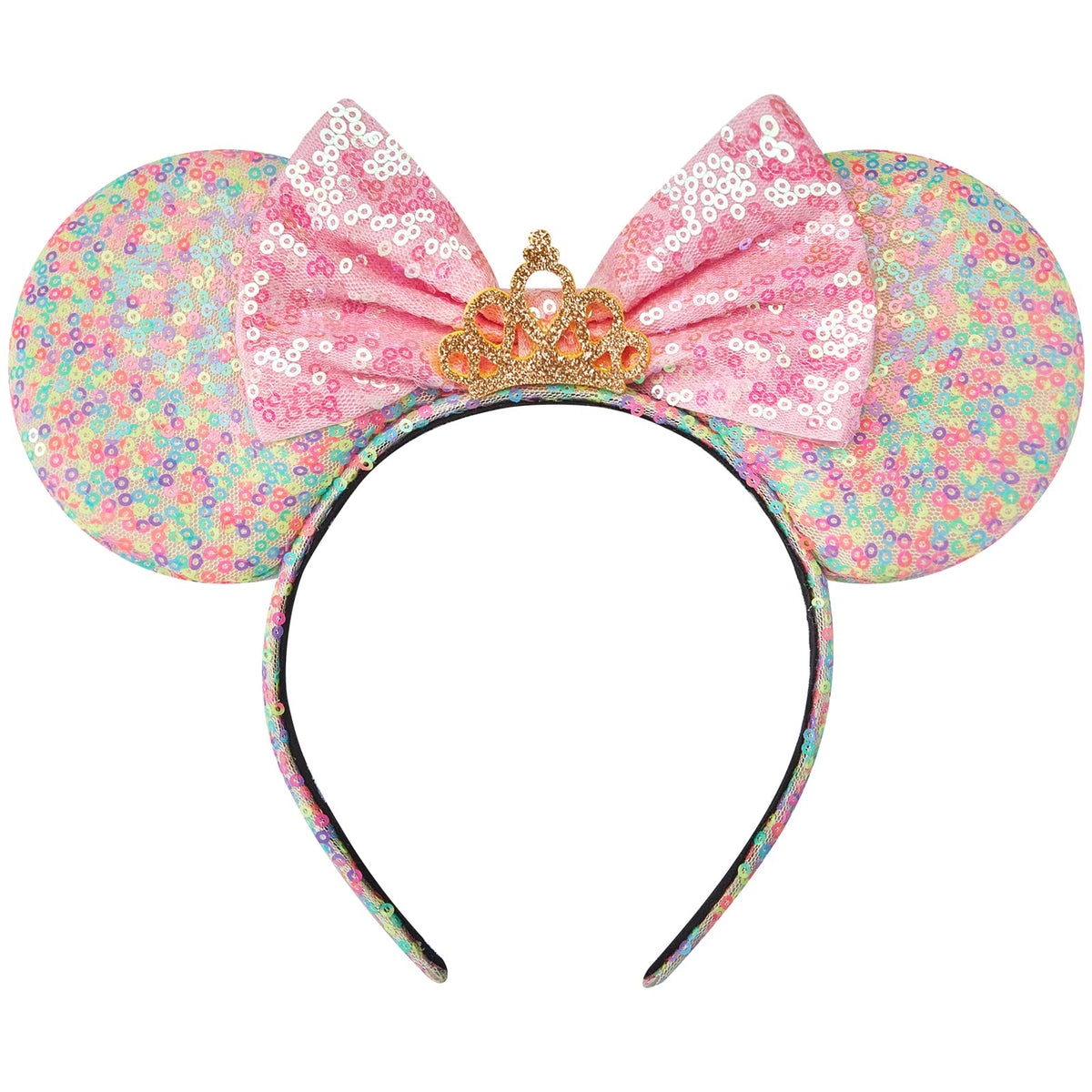 RAZKO Sequin Mouse Ears Headband satin covered size L for women and girls