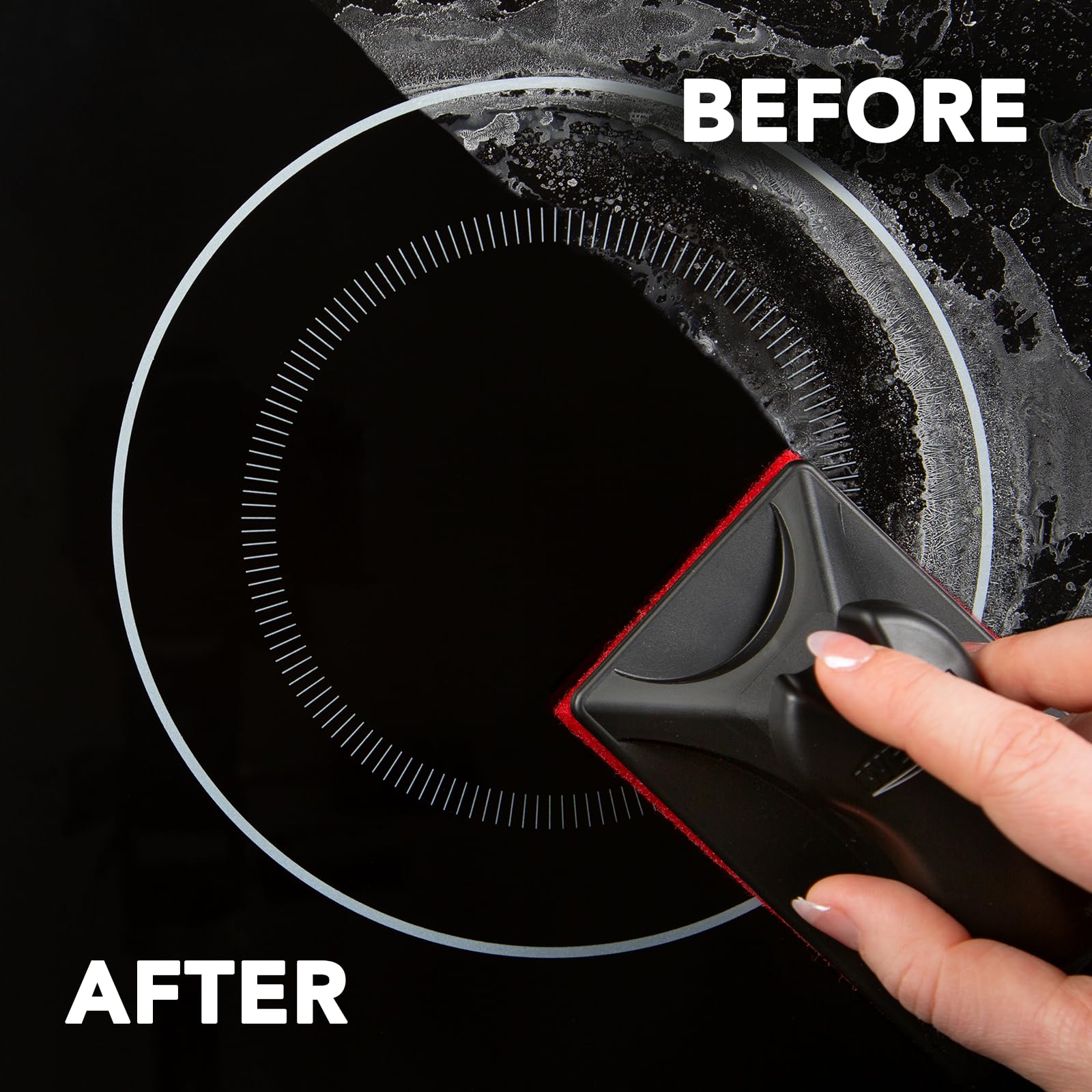 Induction compatible glass ceramic cooktop cleaner