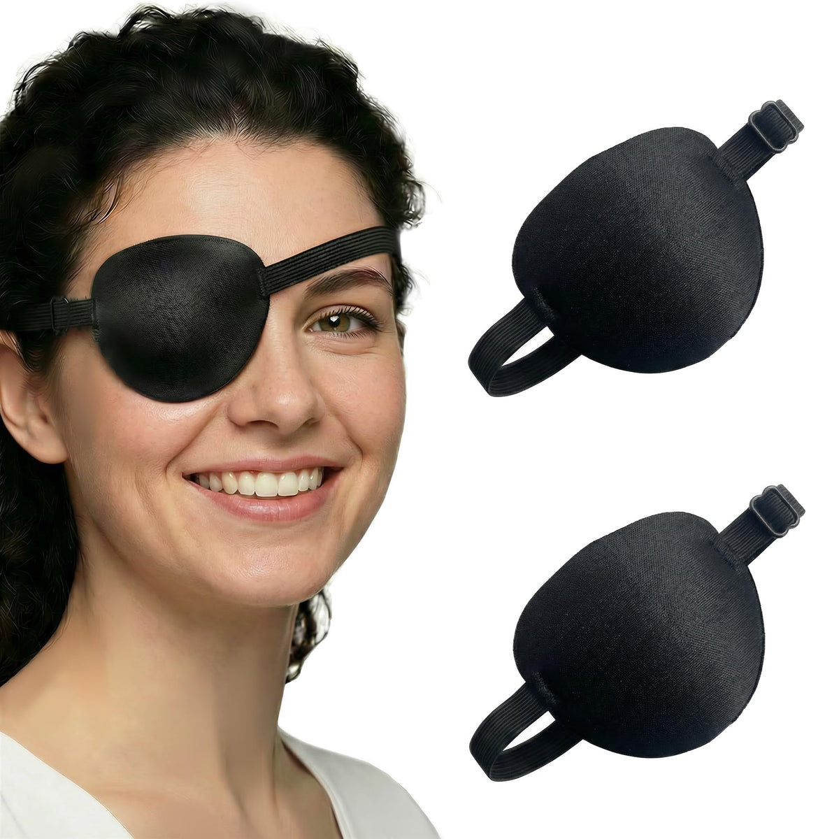 RCHQOUTOR eye patch 2 pack black adjustable universal fit