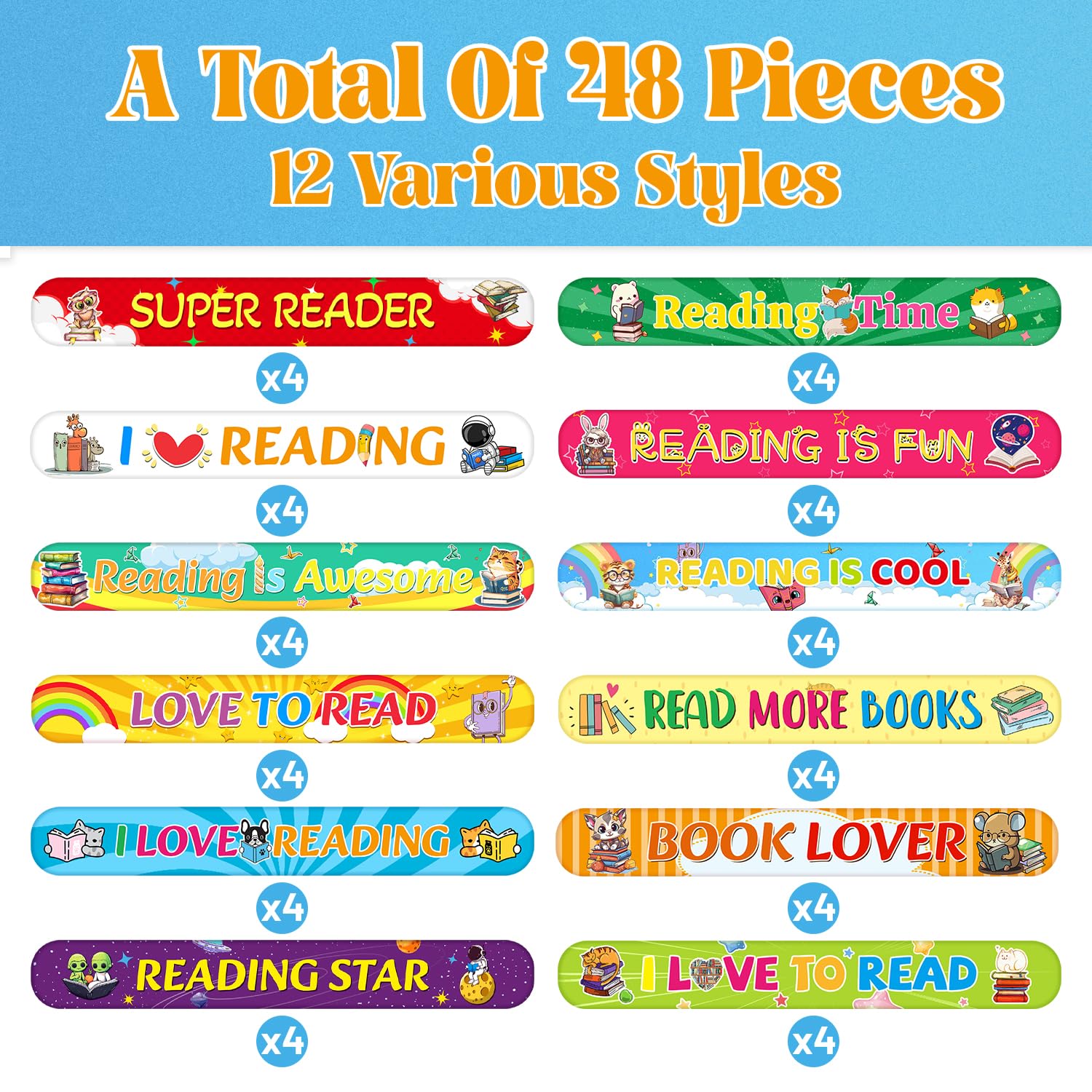 PVC book party favors bracelets 12 styles