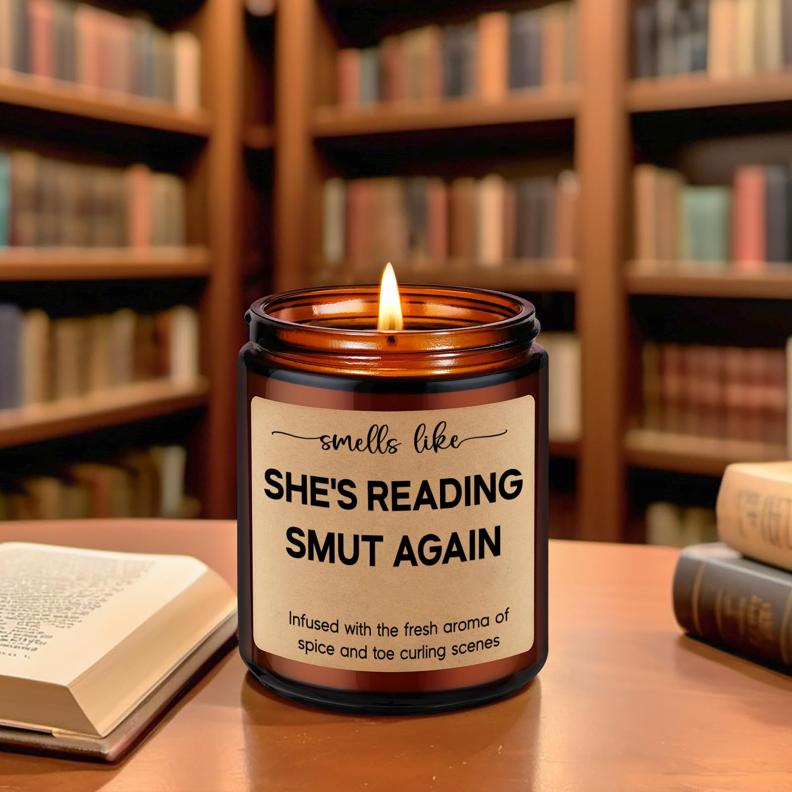 Books themed present candle gift
