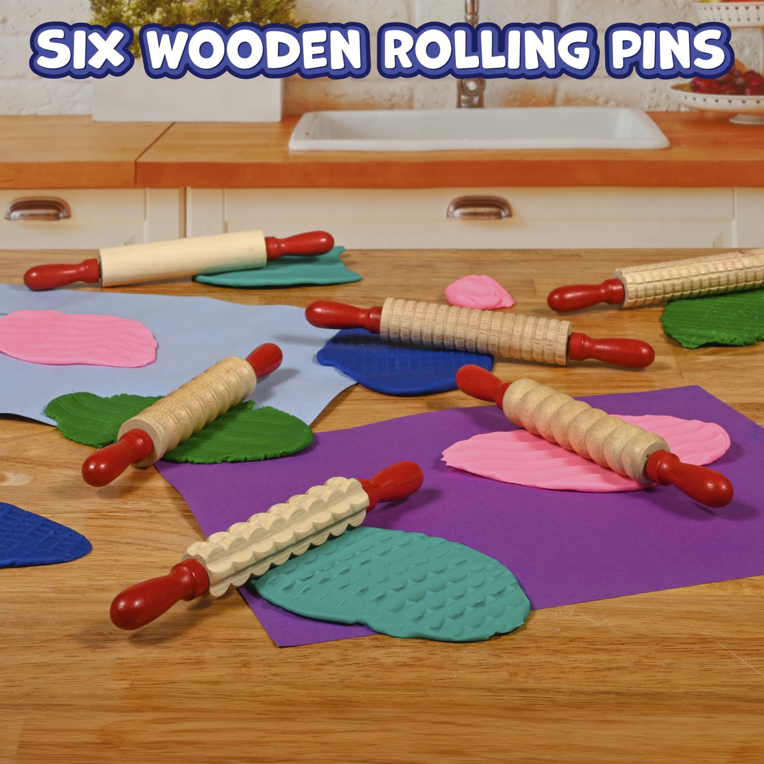7.25 inch rolling pins with turning handles for kids