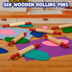 7.25 inch rolling pins with turning handles for kids