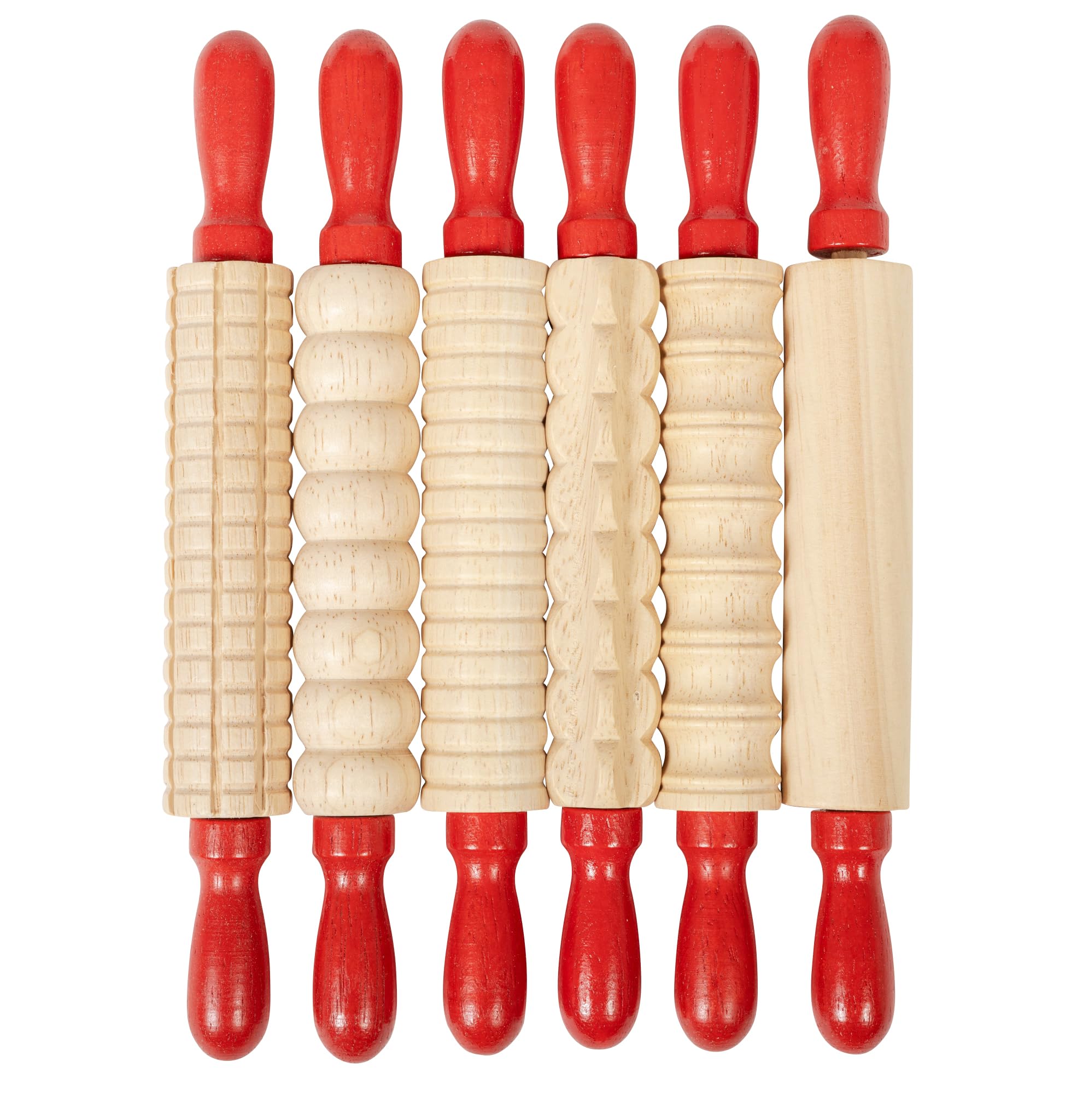 Ready 2 Learn mini textured wooden rolling pins set of 6