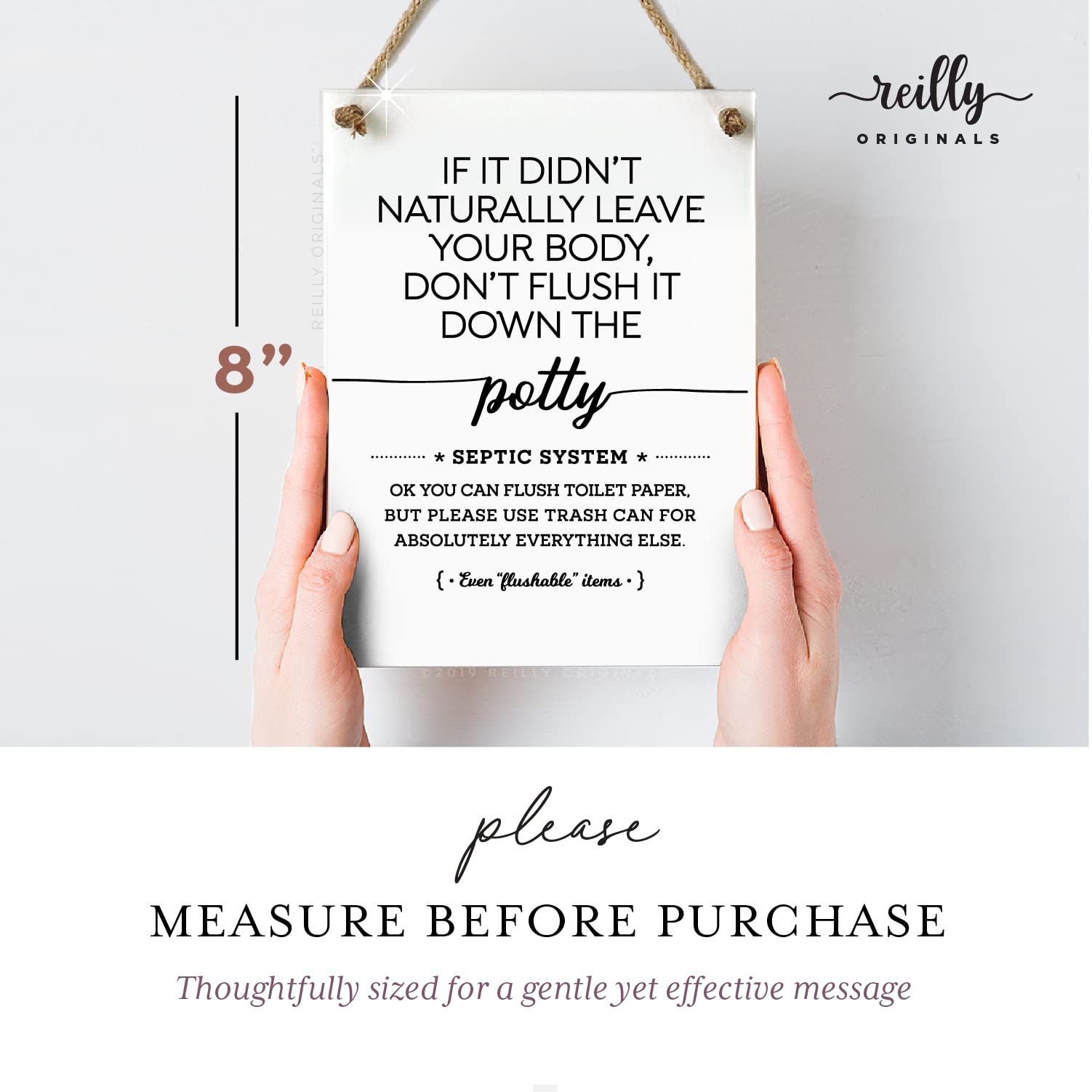 Ready to hang bathroom sign from Reilly Originals USA