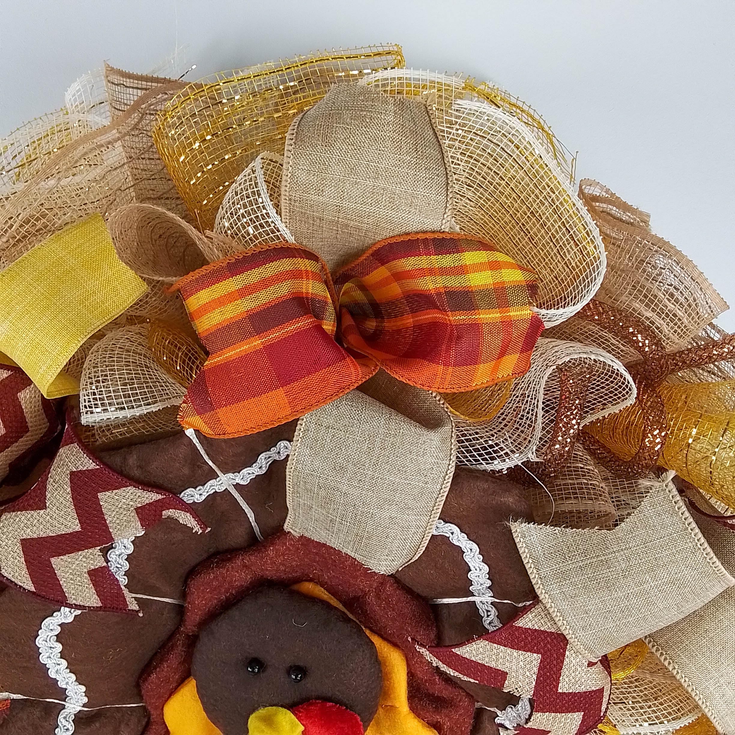 Ready to ship wreath with multi color mesh and ribbons