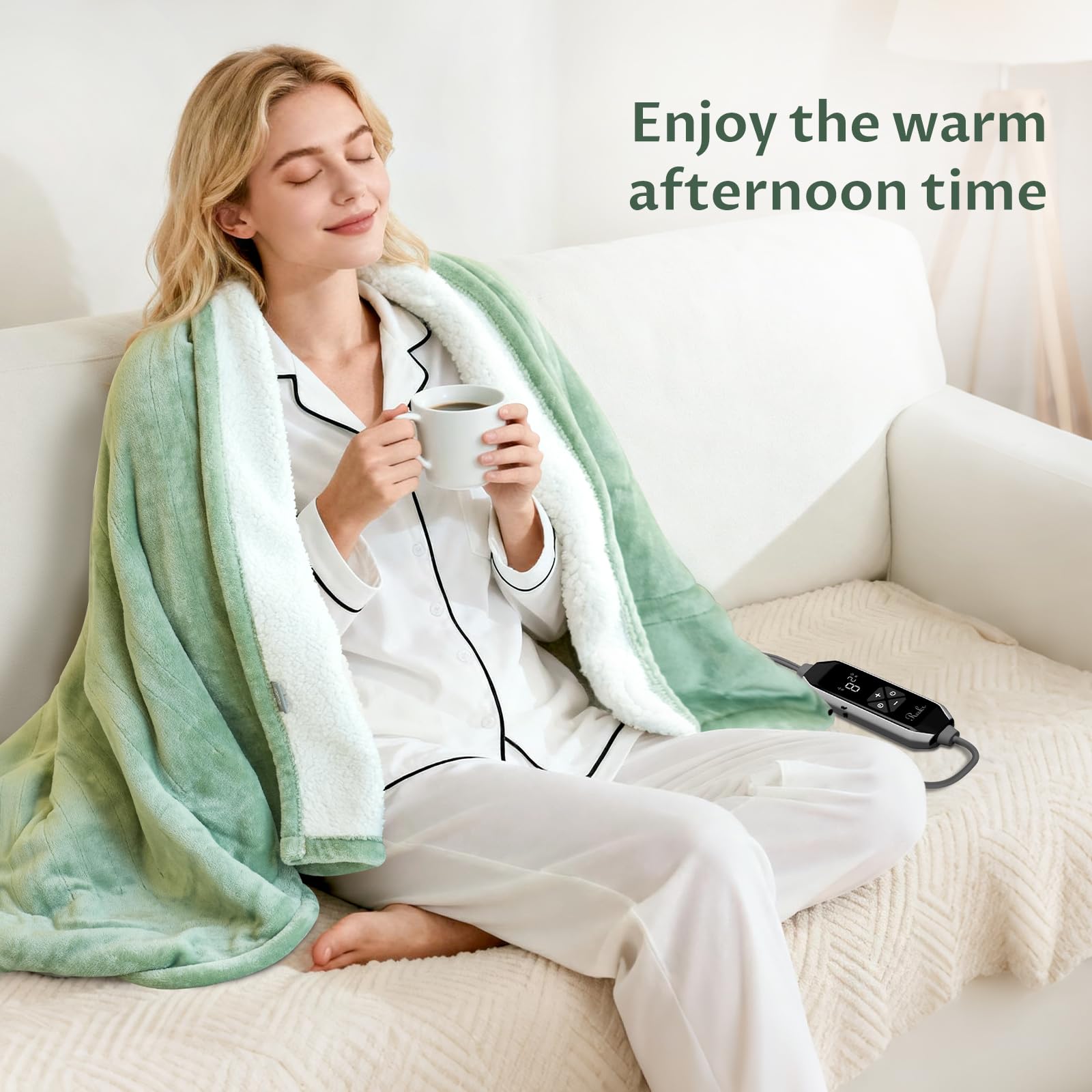 Reaks heated blanket throw green 50x60 inches product image