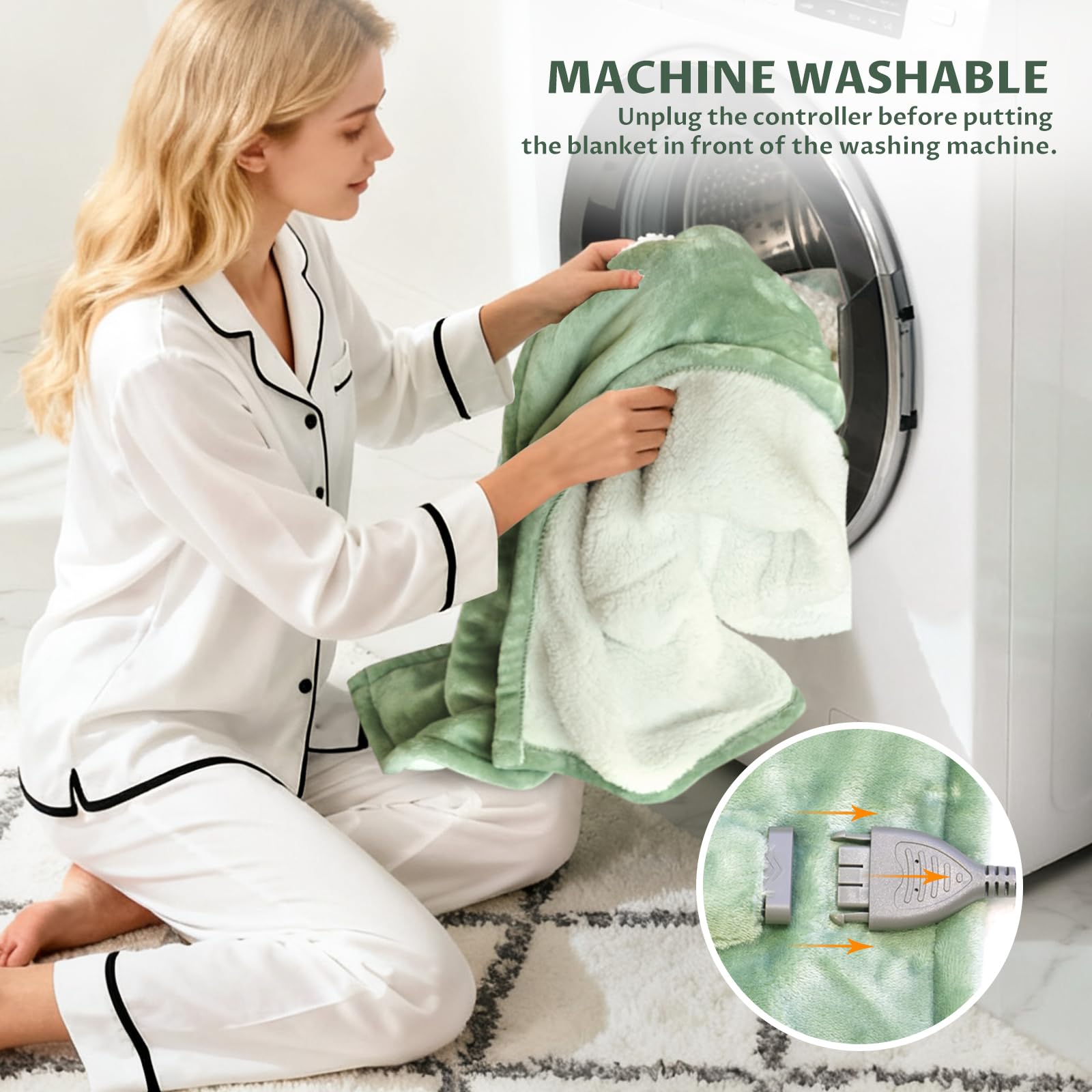 Reaks heated blanket throw green 50x60 color detail
