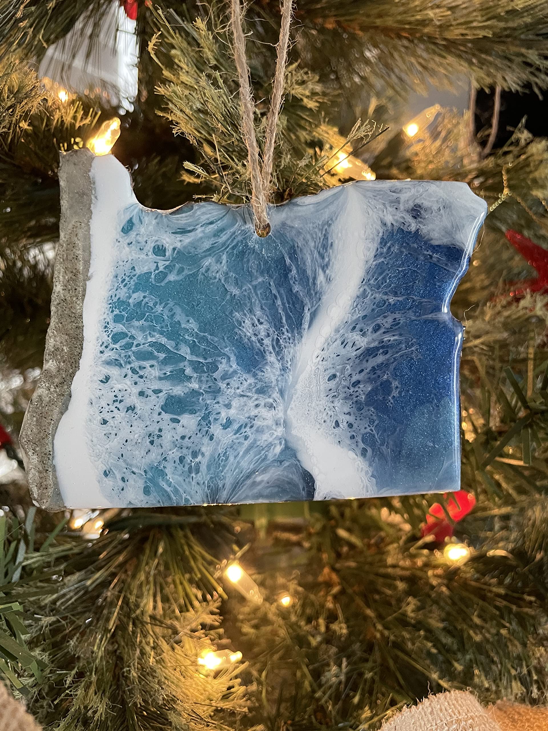 Handmade in the USA ornament with natural wood back