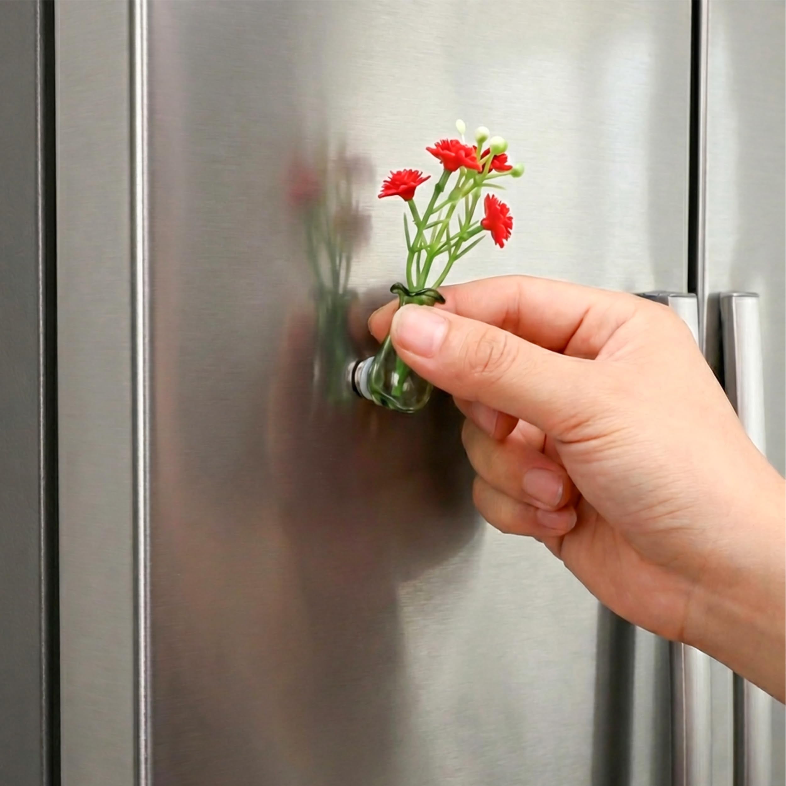 fridge magnet vase holding small blooms