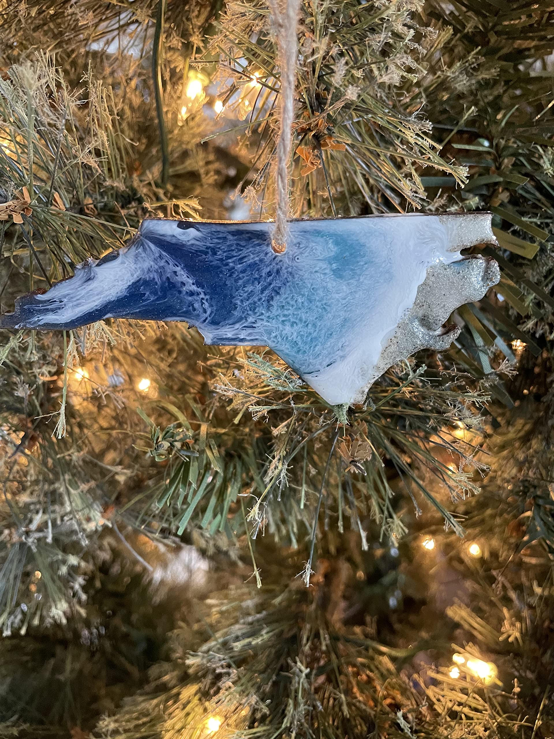 Handmade resin art ornament ocean waves