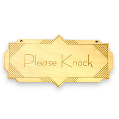 Laser engraved lettering on real wood door sign 4x8