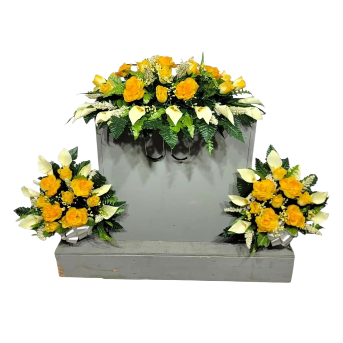 Realistic Artificial Cemetery Flowers silk arrangement for headstone saddle